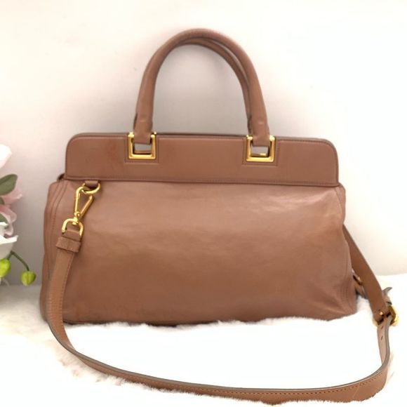 Authentic Prada Calf Leather Satchel Tan Medium - Picture 2 of 12